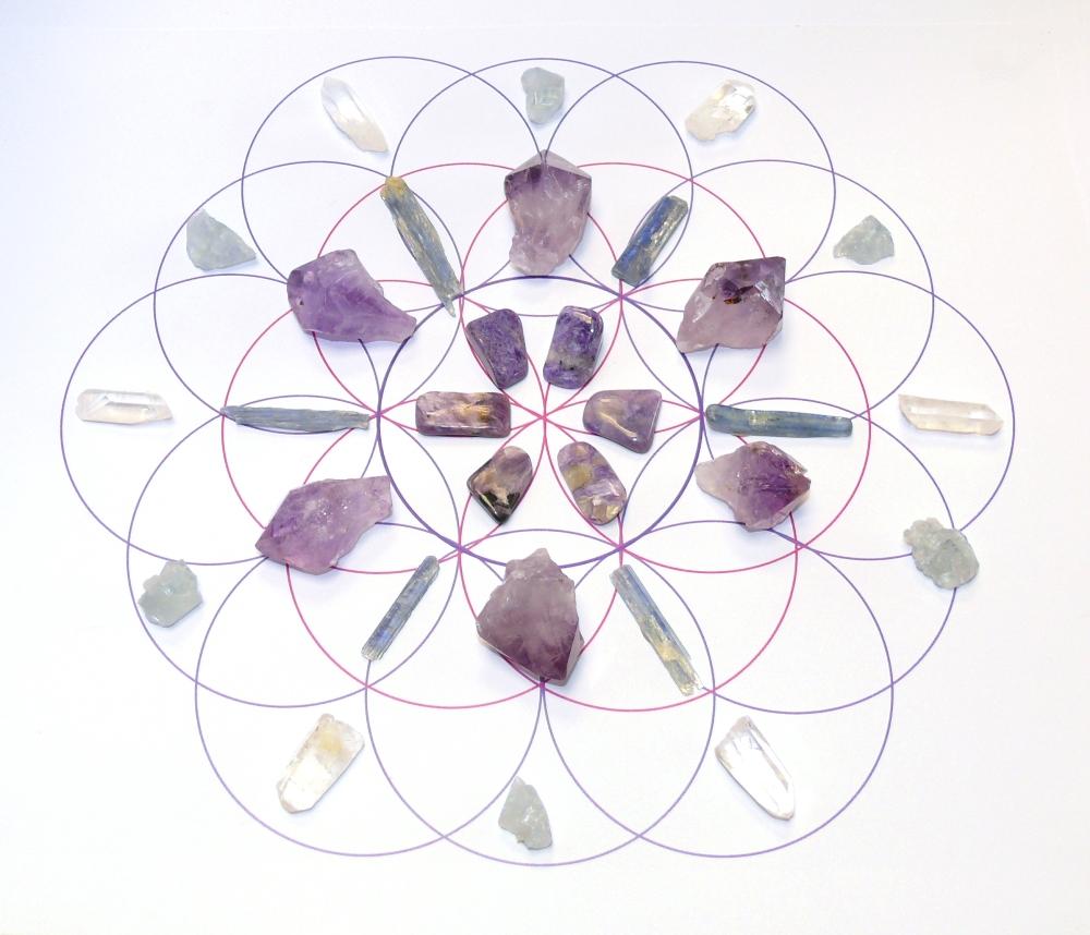 Flower of Life Creativity Crystal Grid charoite kyanite.JPG