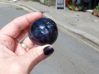 Purple Fluorite sphere fluor sphere street shot blog.JPG