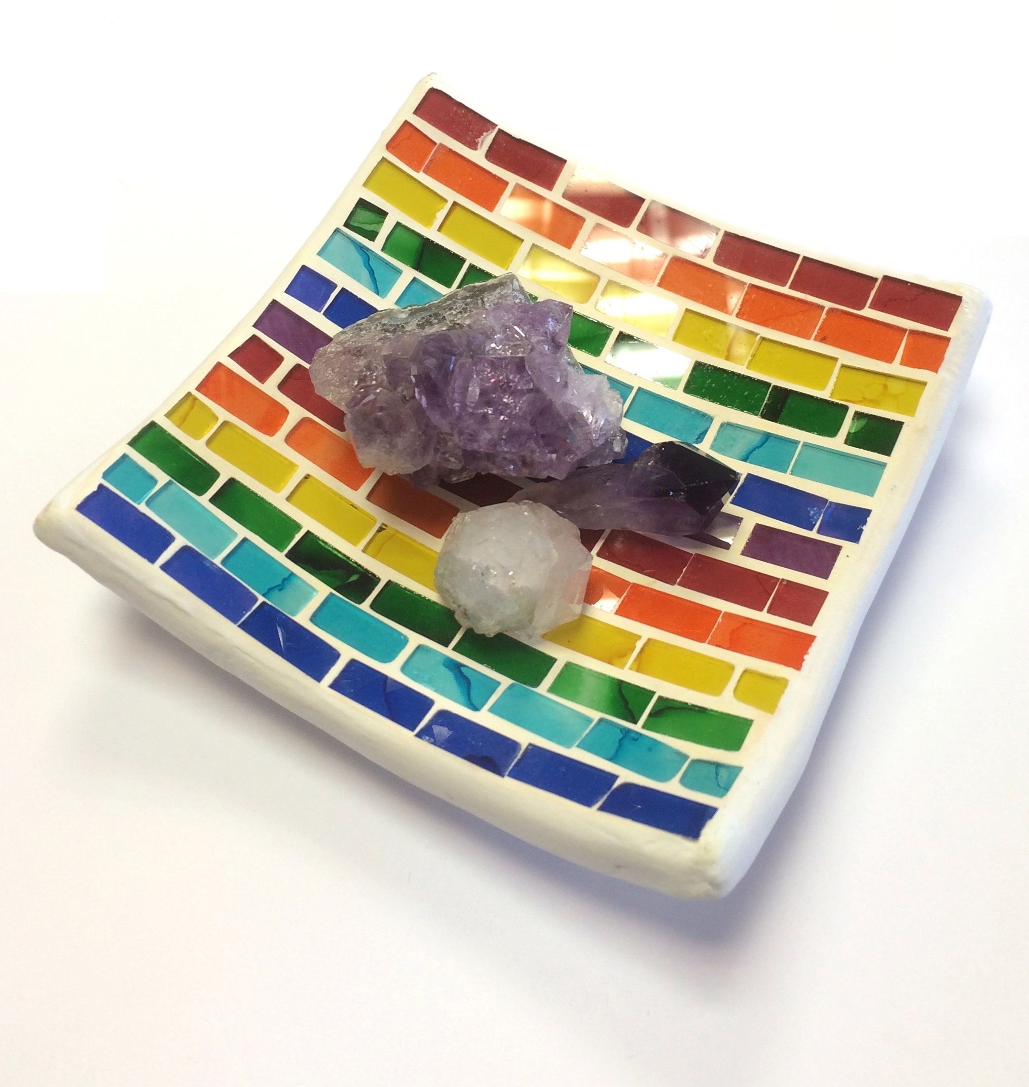 Rainbow mosaic dish for crystals IMG_3955.JPG