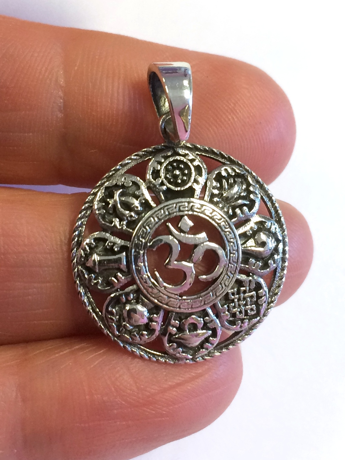 Om Mandala pendant in sterling silver IMG_5764.JPG