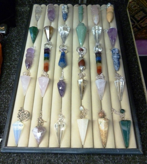 Crystal pendulums at Rainbow Spirit Crystal Shop pendulums.JPG