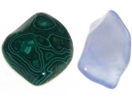 Malachite (3.5-4) and Blue Chalcedony (7)