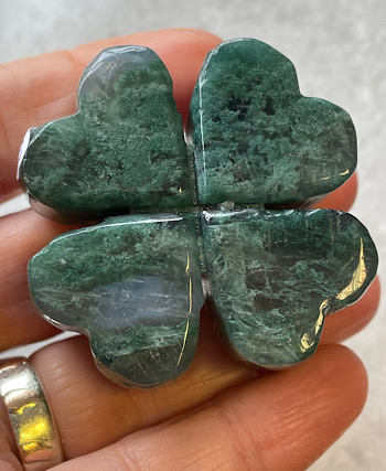 Moss Agate Four Leaf Clover from Crystal Carvings