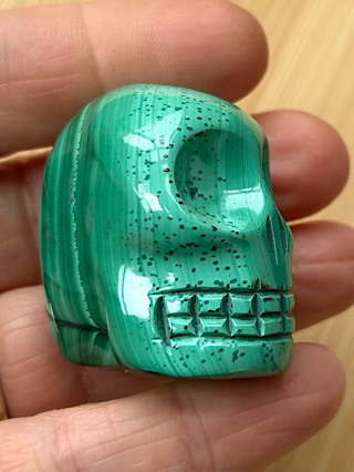 Malachite Skull from Crystal Skulls