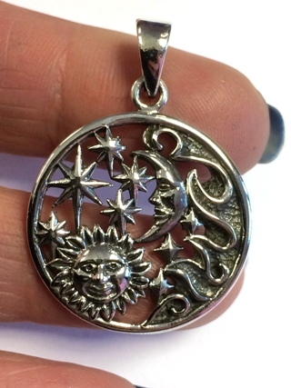 Sun and Moon Silver Pendant from Silver Symbolic Jewellery