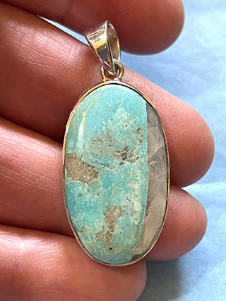 Cornish Turquoise Pendant from Silver Gemstone Pendants