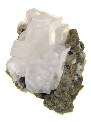 Calcite on Green Garnet from Crystal Specimens