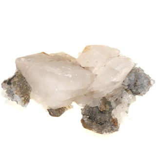 Calcite on Quartz from Crystals from the UK & Ireland