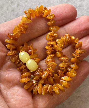 Amber Teething Necklace from Silver Gemstone Pendants